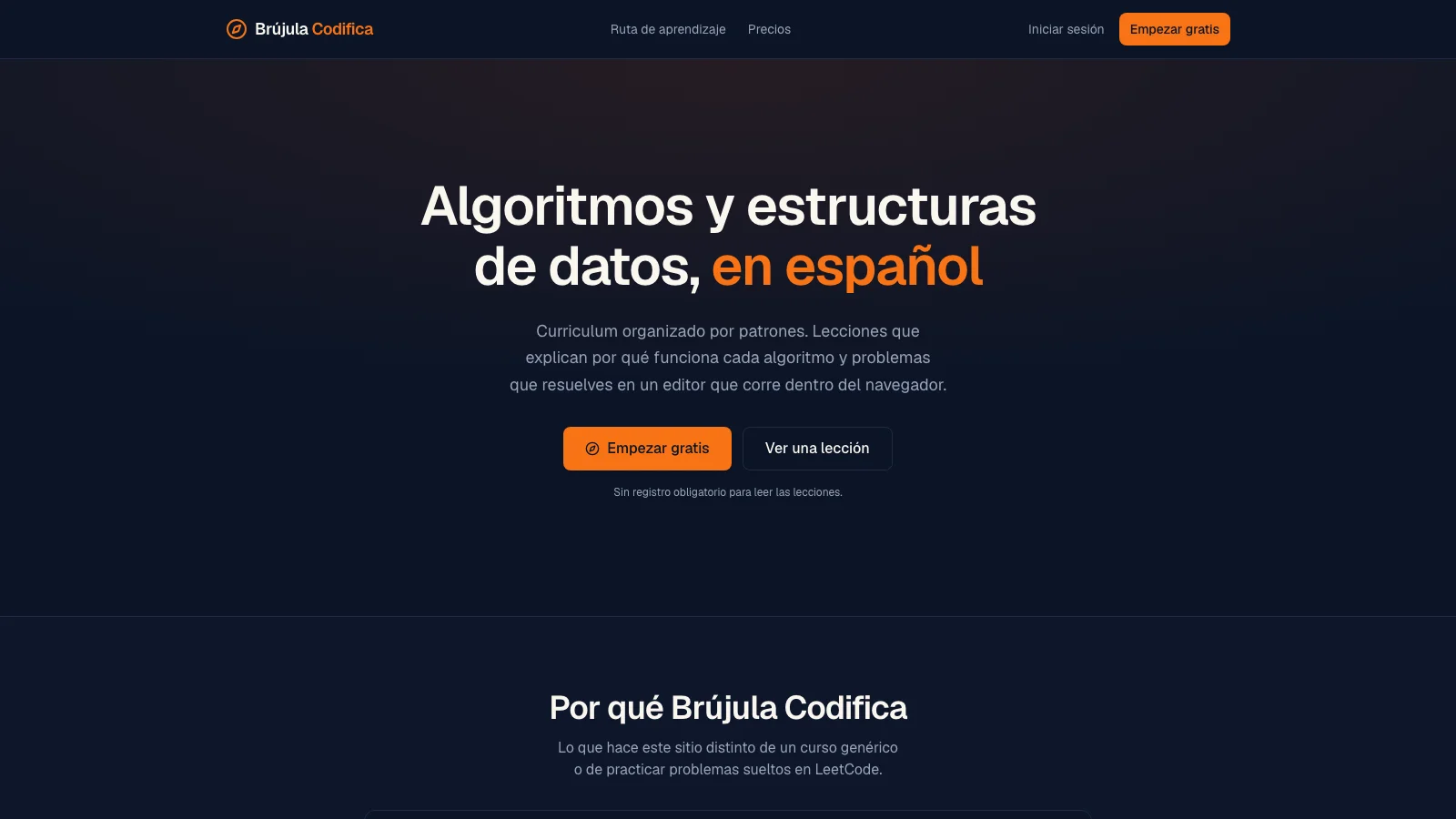 Screenshot of Brújula Codifica project